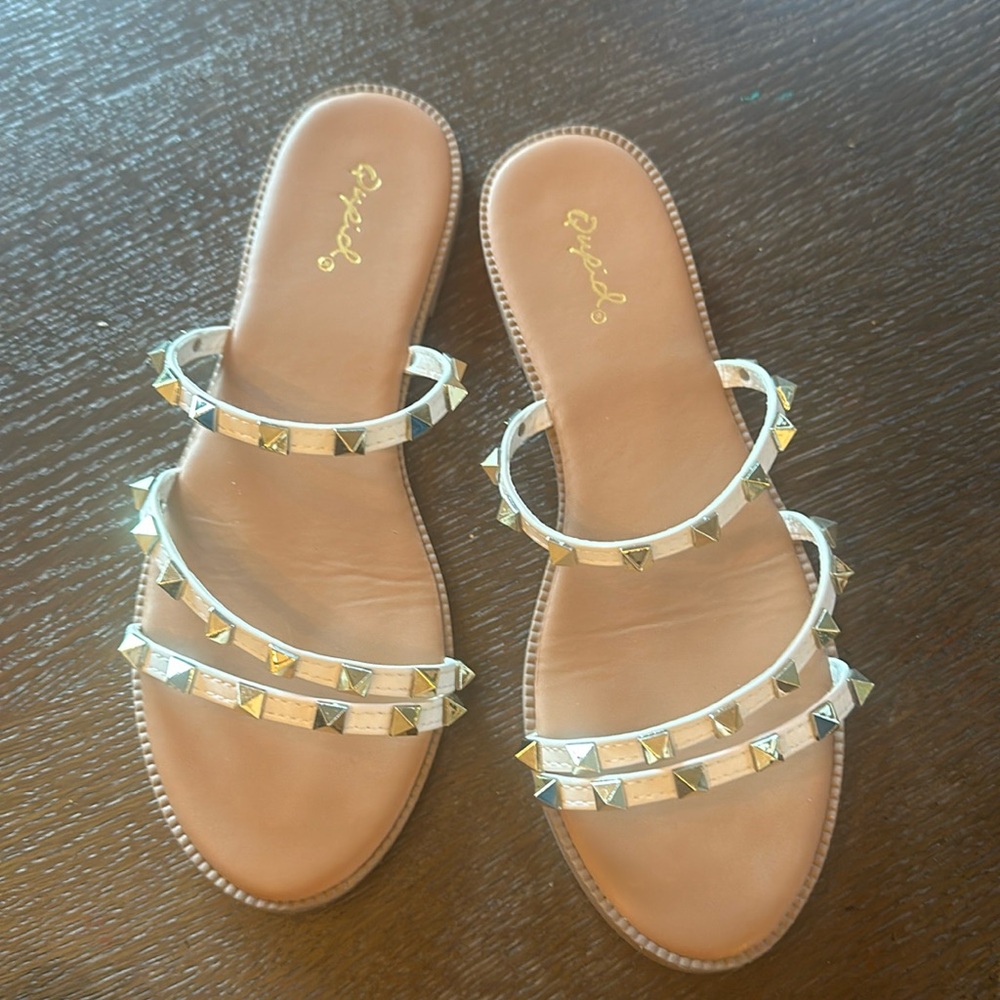 Qupid white studded sandals